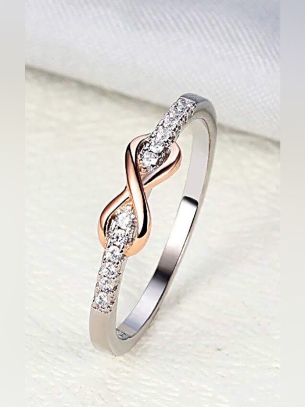 Infinity Ring with Cz Stones - Rose Gold & Sterling Silver 💍